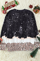 MAMA Leopard Color Block Round Neck Sweatshirt - SHE BADDY© ONLINE WOMEN FASHION & CLOTHING STORE