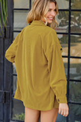 Corduroy Long Sleeve Button-Up Shirt Jacket - SHE BADDY© ONLINE WOMEN FASHION & CLOTHING STORE