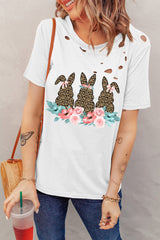 Easter Bunny Graphic Distressed Tee Shirt - SHE BADDY© ONLINE WOMEN FASHION & CLOTHING STORE