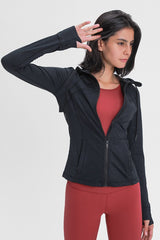 Drawstring Detail Zip Up Sports Jacket with Pockets - SHE BADDY© ONLINE WOMEN FASHION & CLOTHING STORE