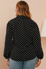 Plus Size Polka Dot Balloon Sleeve Shirt - SHE BADDY© ONLINE WOMEN FASHION & CLOTHING STORE