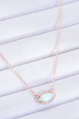 18k Rose Gold-Plated Opal Pendant Necklace - SHE BADDY© ONLINE WOMEN FASHION & CLOTHING STORE