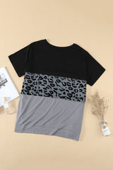 Plus Size Leopard Color Block T-Shirt - SHE BADDY© ONLINE WOMEN FASHION & CLOTHING STORE