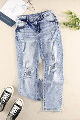 Splatter Distressed Acid Wash Jeans with Pockets - SHE BADDY© ONLINE WOMEN FASHION & CLOTHING STORE