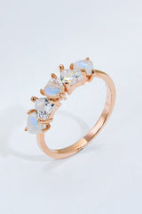 Moonstone and Zircon Heart Ring - SHE BADDY© ONLINE WOMEN FASHION & CLOTHING STORE