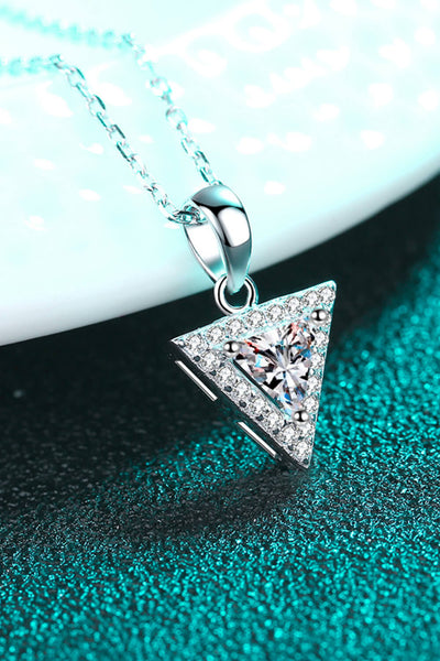 925 Sterling Silver Triangle Moissanite Pendant Necklace - SHE BADDY© ONLINE WOMEN FASHION & CLOTHING STORE