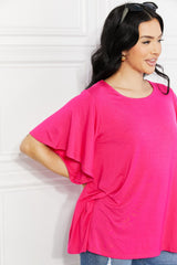 Yelete Full Size More Than Words Flutter Sleeve Top - SHE BADDY© ONLINE WOMEN FASHION & CLOTHING STORE