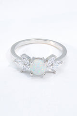 925 Sterling Silver Opal and Zircon Ring - SHE BADDY© ONLINE WOMEN FASHION & CLOTHING STORE