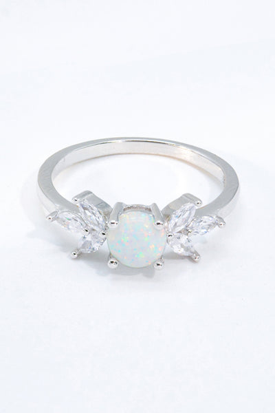 925 Sterling Silver Opal and Zircon Ring - SHE BADDY© ONLINE WOMEN FASHION & CLOTHING STORE