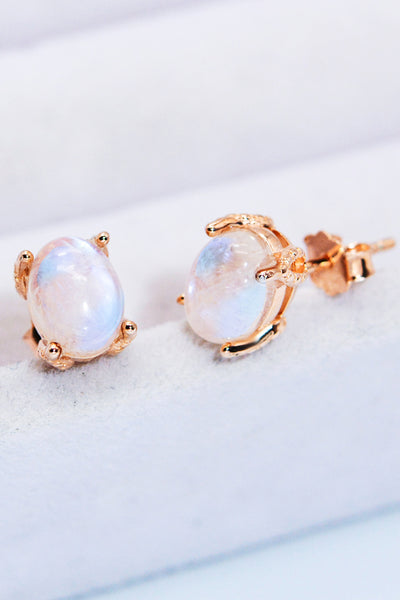 Natural Moonstone 4-Prong Stud Earrings - SHE BADDY© ONLINE WOMEN FASHION & CLOTHING STORE