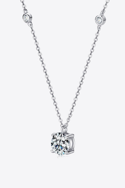 2 Carat Moissanite 4-Prong 925 Sterling Silver Necklace - SHE BADDY© ONLINE WOMEN FASHION & CLOTHING STORE