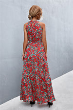 Printed Sleeveless Tie Waist Maxi Dress - SHE BADDY© ONLINE WOMEN FASHION & CLOTHING STORE