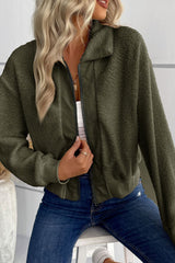 Zip-Up Sherpa Collared Neck Jacket with Pockets - SHE BADDY© ONLINE WOMEN FASHION & CLOTHING STORE