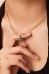Inlaid Stone Round Pendant Chain Necklace - SHE BADDY© ONLINE WOMEN FASHION & CLOTHING STORE