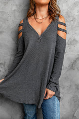 Cutout Waffle Knit Tunic Top - SHE BADDY© ONLINE WOMEN FASHION & CLOTHING STORE