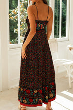 Bohemian Spaghetti Strap Frill Trim Maxi Dress - SHE BADDY© ONLINE WOMEN FASHION & CLOTHING STORE