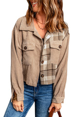 Plaid Corduroy Dropped Shoulder Jacket - SHE BADDY© ONLINE WOMEN FASHION & CLOTHING STORE