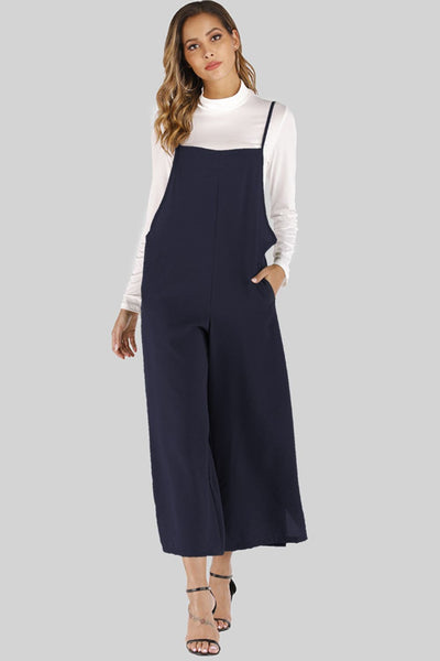 Full Size Cropped Wide Leg Overalls with Pockets - SHE BADDY© ONLINE WOMEN FASHION & CLOTHING STORE