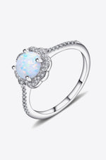 Platinum-Plated 4-Prong Opal Ring - SHE BADDY© ONLINE WOMEN FASHION & CLOTHING STORE