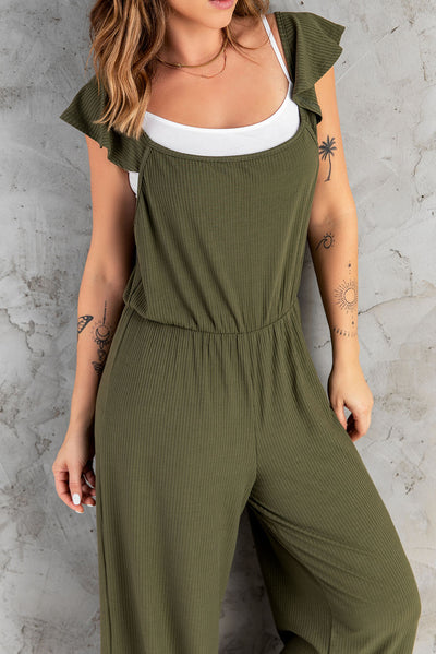 Flutter Sleeve Ribbed Jumpsuit - SHE BADDY© ONLINE WOMEN FASHION & CLOTHING STORE