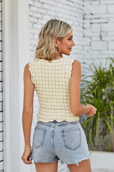 Textured Round Neck Tank - SHE BADDY© ONLINE WOMEN FASHION & CLOTHING STORE