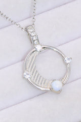 Inlaid Zircon and Natural Moonstone Pendant Necklace - SHE BADDY© ONLINE WOMEN FASHION & CLOTHING STORE