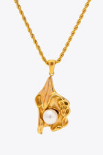 Pearl Trim Pendant Stainless Steel Necklace - SHE BADDY© ONLINE WOMEN FASHION & CLOTHING STORE