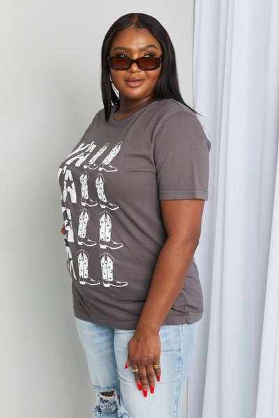 mineB Full Size Y'ALL Cowboy Boots Graphic Tee - SHE BADDY© ONLINE WOMEN FASHION & CLOTHING STORE