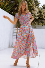 Floral Crisscross Smocked Off-Shoulder Dress - SHE BADDY© ONLINE WOMEN FASHION & CLOTHING STORE