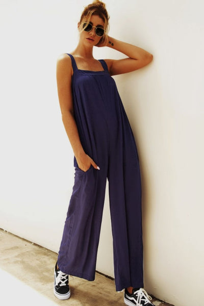 Wide Strap Wide Leg Jumpsuit - SHE BADDY© ONLINE WOMEN FASHION & CLOTHING STORE