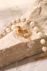 Freshwater Pearl Heart Charm Bracelet - SHE BADDY© ONLINE WOMEN FASHION & CLOTHING STORE