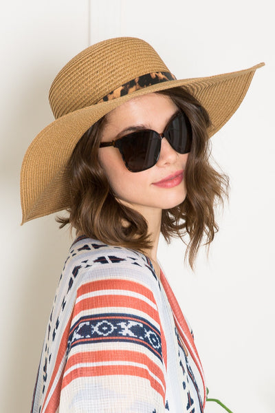 Justin Taylor Printed Belt Sunhat in Beige - SHE BADDY© ONLINE WOMEN FASHION & CLOTHING STORE