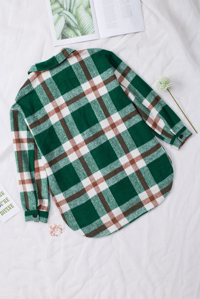 Plaid Dropped Shoulder Pocket Shacket - SHE BADDY© ONLINE WOMEN FASHION & CLOTHING STORE