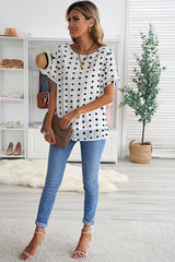 Swiss Dot Round Neck Blouse - SHE BADDY© ONLINE WOMEN FASHION & CLOTHING STORE