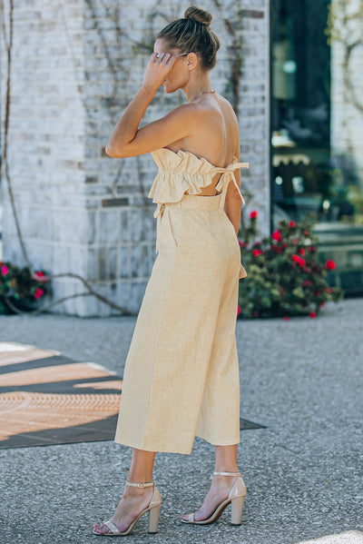 Ruffled Strapless Wide Leg Jumpsuit - SHE BADDY© ONLINE WOMEN FASHION & CLOTHING STORE