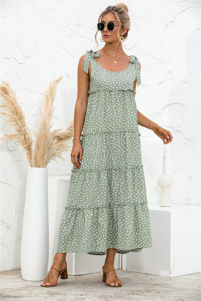 Polka Dot Adjustable Straps Tiered Dress - SHE BADDY© ONLINE WOMEN FASHION & CLOTHING STORE