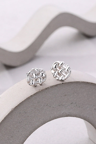 925 Sterling Silver Woven Stud Earrings - SHE BADDY© ONLINE WOMEN FASHION & CLOTHING STORE