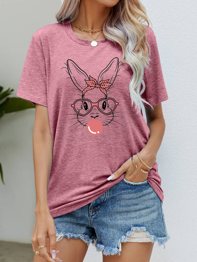 Easter Bunny Graphic Round Neck T-Shirt - SHE BADDY© ONLINE WOMEN FASHION & CLOTHING STORE