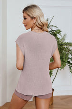 Ribbed Round Neck Pocket Knit Top and Shorts Set - SHE BADDY© ONLINE WOMEN FASHION & CLOTHING STORE