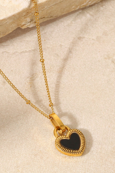 Contrast Heart Pendant Necklace - SHE BADDY© ONLINE WOMEN FASHION & CLOTHING STORE