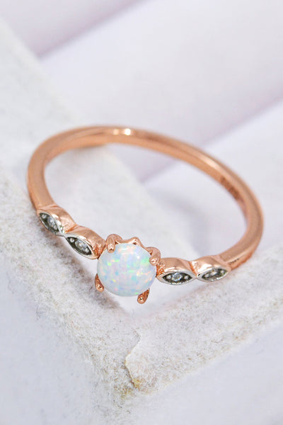 Opal Contrast Platinum-Plated Ring - SHE BADDY© ONLINE WOMEN FASHION & CLOTHING STORE