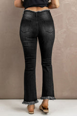 High Waist Distressed Raw Hem Jeans - SHE BADDY© ONLINE WOMEN FASHION & CLOTHING STORE