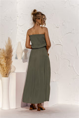 Strapless Tie Waist Tiered Maxi Dress - SHE BADDY© ONLINE WOMEN FASHION & CLOTHING STORE