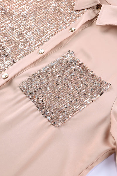 Sequin Button Front High-Low Shirt Dress - SHE BADDY© ONLINE WOMEN FASHION & CLOTHING STORE