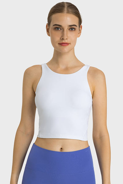 Feel Like Skin Highly Stretchy Cropped Sports Tank - SHE BADDY© ONLINE WOMEN FASHION & CLOTHING STORE