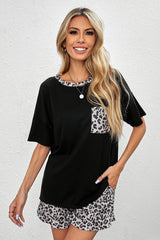 Leopard Dropped Shoulder T-Shirt and Shorts Lounge Set - SHE BADDY© ONLINE WOMEN FASHION & CLOTHING STORE