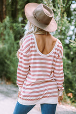 Striped Dropped Shoulder Longline Top - SHE BADDY© ONLINE WOMEN FASHION & CLOTHING STORE
