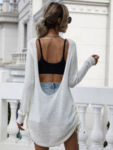 Drawstring Detail Open Back Scoop Neck Knit Top - SHE BADDY© ONLINE WOMEN FASHION & CLOTHING STORE