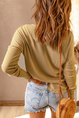 Half Button Waffle Knit Long Sleeve Top - SHE BADDY© ONLINE WOMEN FASHION & CLOTHING STORE