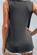 Decorative Button Twisted Scoop Neck Tank - SHE BADDY© ONLINE WOMEN FASHION & CLOTHING STORE